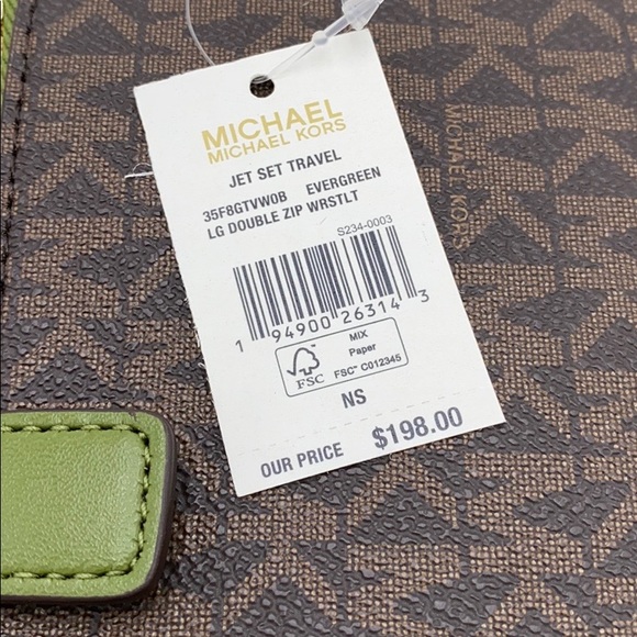 MICHAEL KORS LARGE DOUBLE ZIP WRISTLET EVERGREEN - Picture 16 of 16